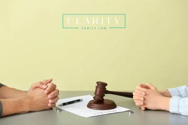 a couple reviewing documents related to their annulment