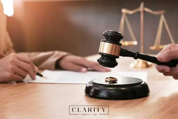 an attorney reviewing a divorce with a potential client