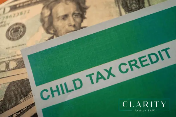 child tax credit folder with money in the background