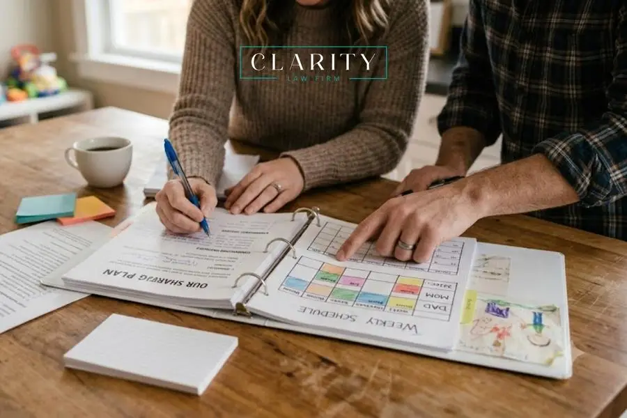 Co-parenting schedule review.