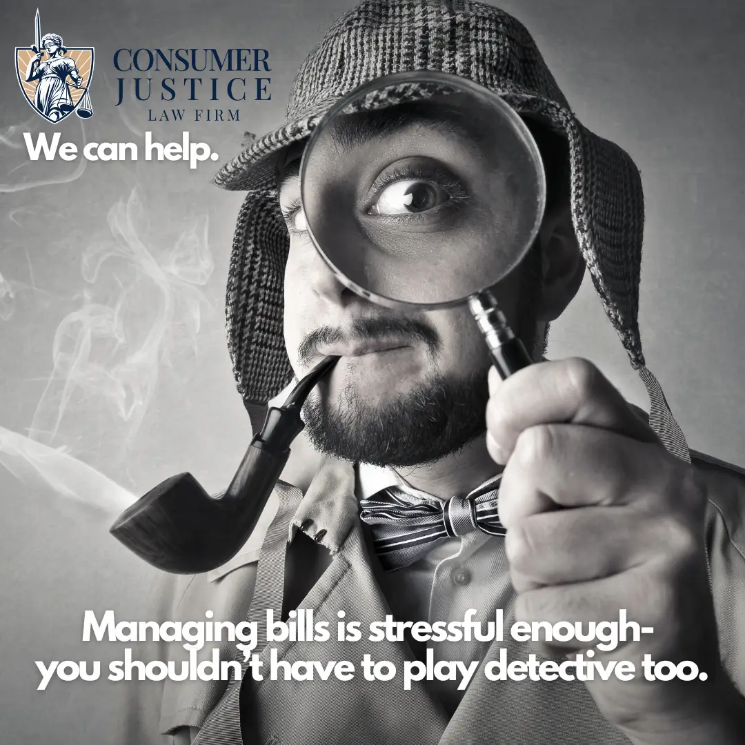 A detective looks through a magnifying lens. It conveys that it shouldn't be so complicated to review billing statements and dispute charges.