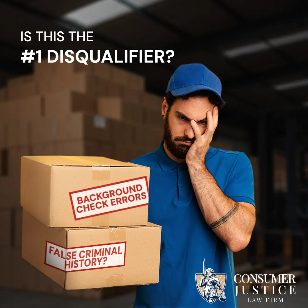 A frustrated driver holds boxes labed with disqualifiers for delivery driver jobs.