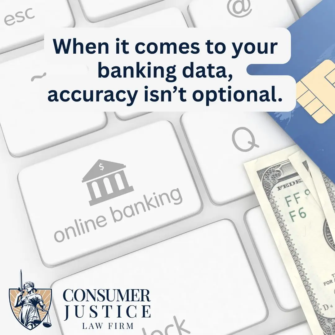 A keyboard shows online banking. It implies that an Early Warning report must be accurate.