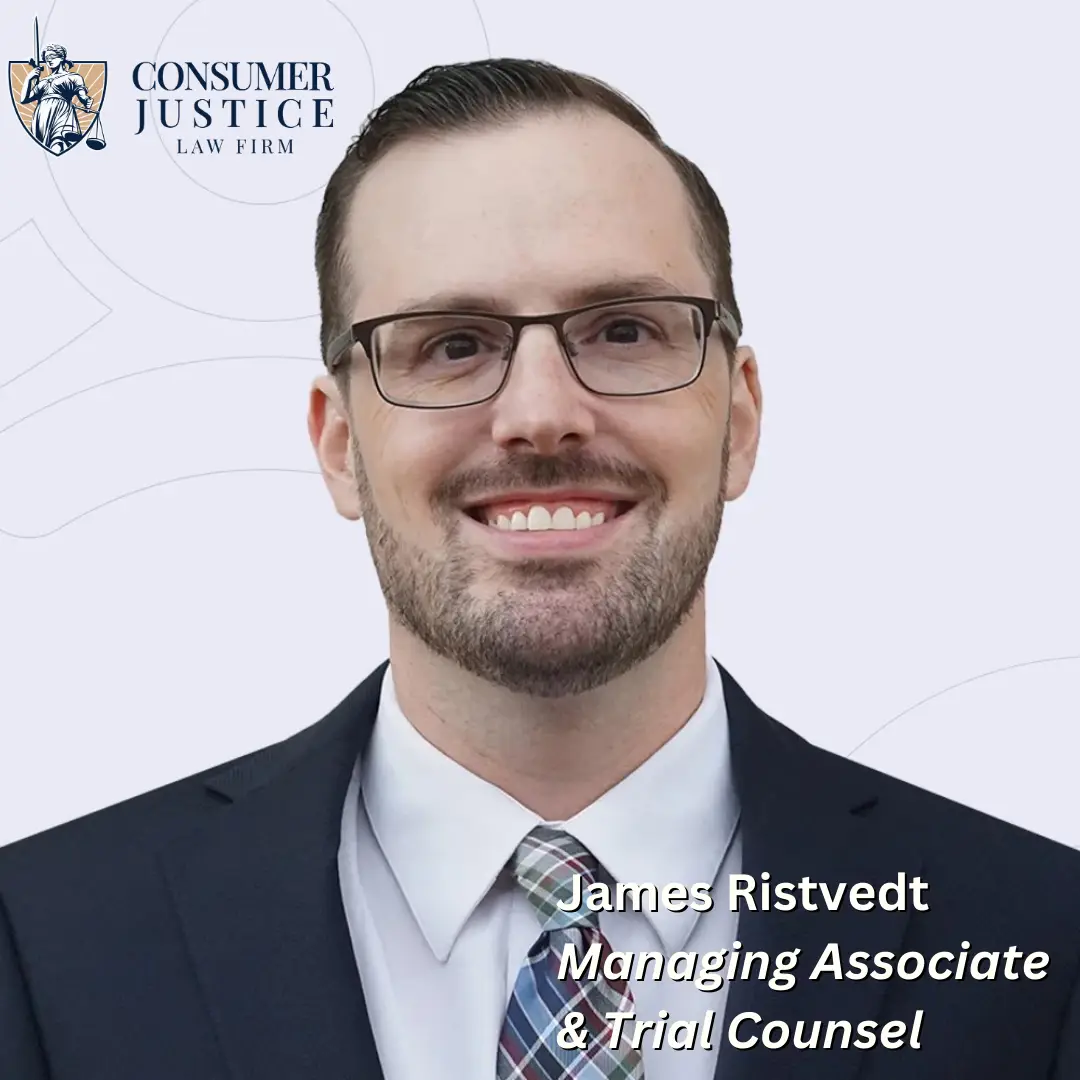 Headshot of Consumer Justice Law Firm attorney and Trial Counsel, James Ristvedt, who helps clients in need of a lawyer for identity theft.