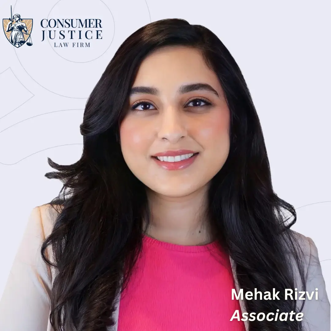 Headshot of Consumer Justice Law Firm associate, Mehak Rizvi.