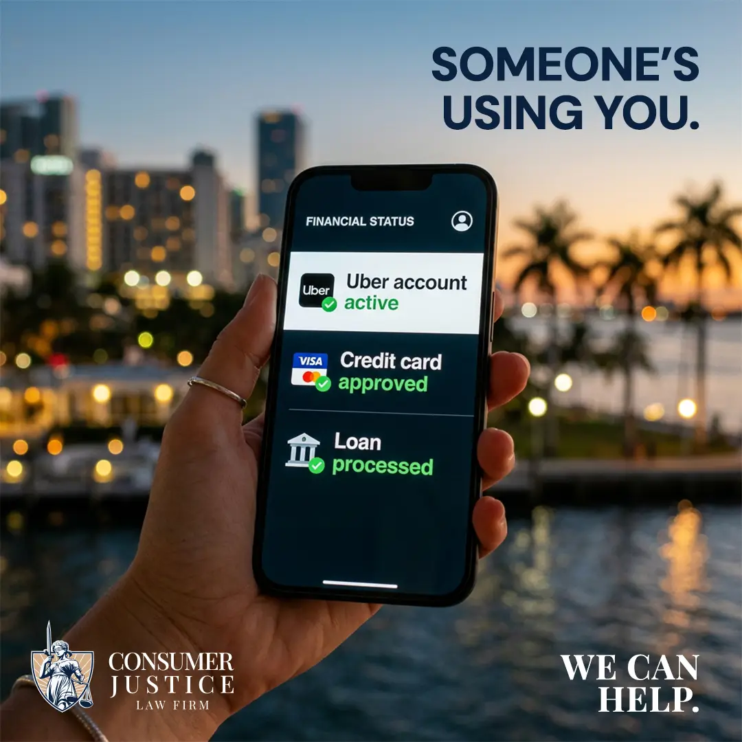 A phone screen show signs that someone needs a Miami identity theft lawyer.