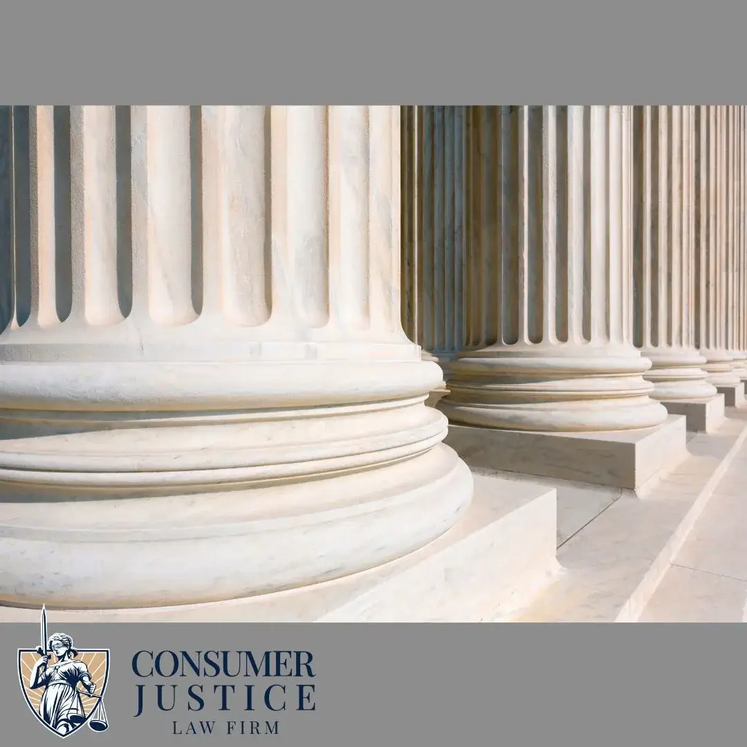 The columns of a large building suggest the power of the CFPB.