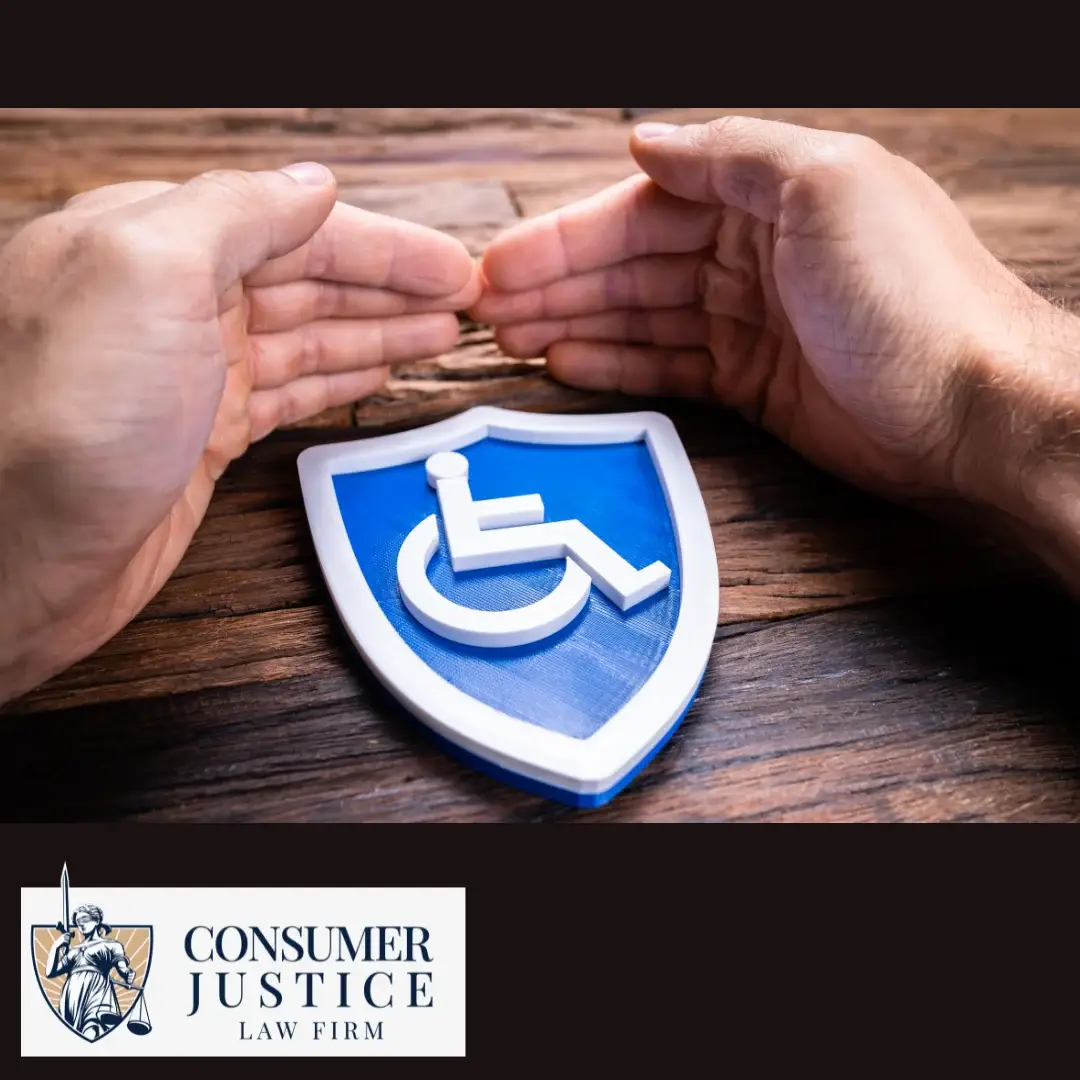 Hands shield a handicapped symbol. It 