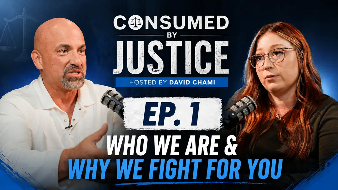 David Chami and Kendra Penningroth, of the Consumed By Justice podcast, are shown in conversation.
