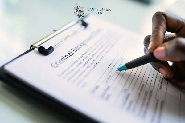 a criminal background check request form being filled out