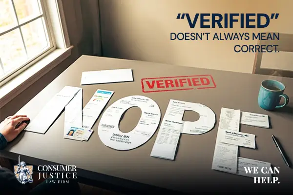 A credit report is falsely verified, despite evidence that the info is wrong.