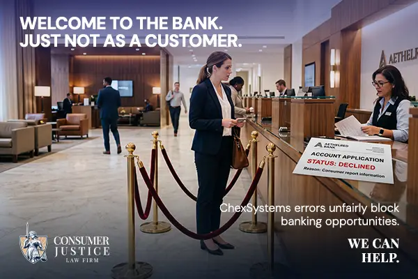 A woman who is unfairly denied by errors needs a ChexSystems dispute.