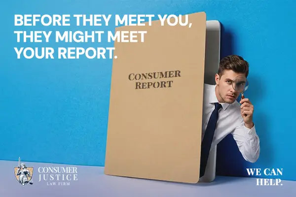 A curious man looks out from inside a folder of consumer reports.