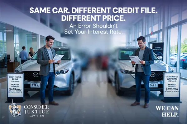 Differing rates show how credit report errors raised the cost of buying a car.