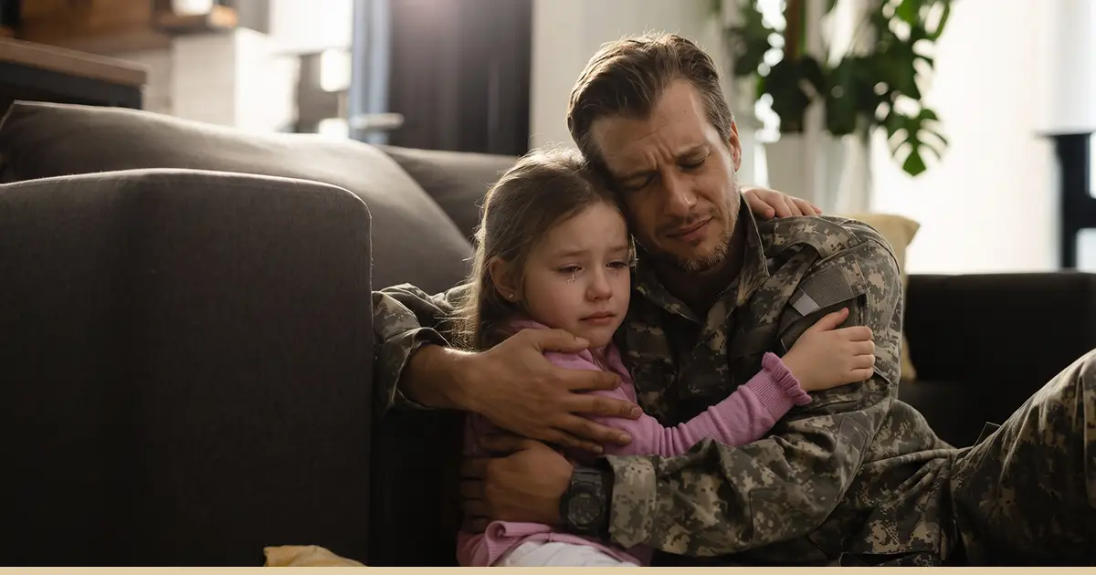 A father and child are sad because credit report errors blocked a home purchase.
