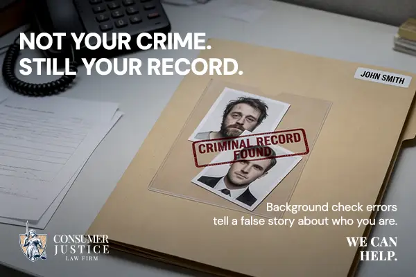 A wrong record caused by criminal background check errors.