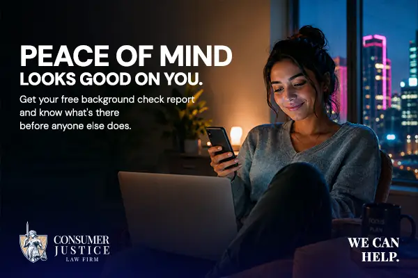 A woman finds peace by reviewing her free background check report.