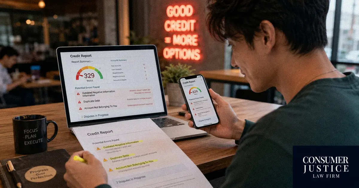 A man reviews his credit report for errors.