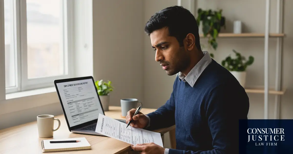A man reviews a background check report to dispute errors.