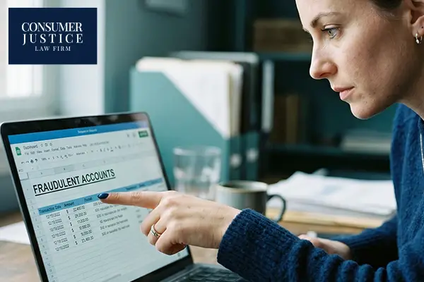 A woman spots fraudulent accounts on her credit report.
