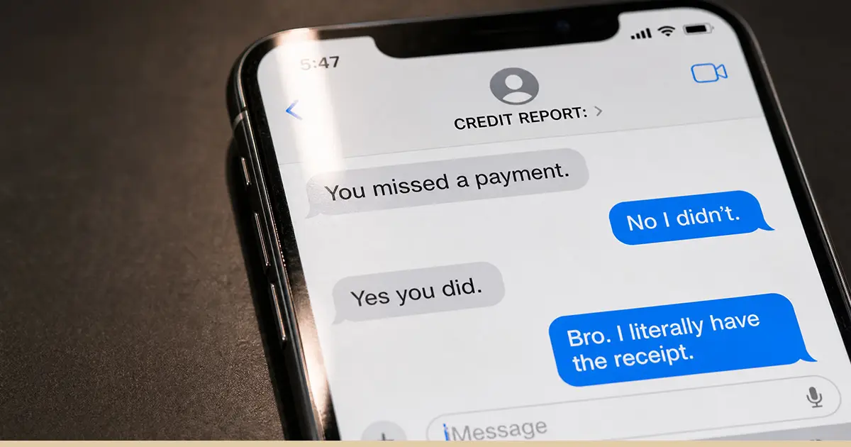 Texts show someone pushing back against Experian credit errors.