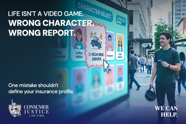 A video game selects the wrong character with insurance report errors.