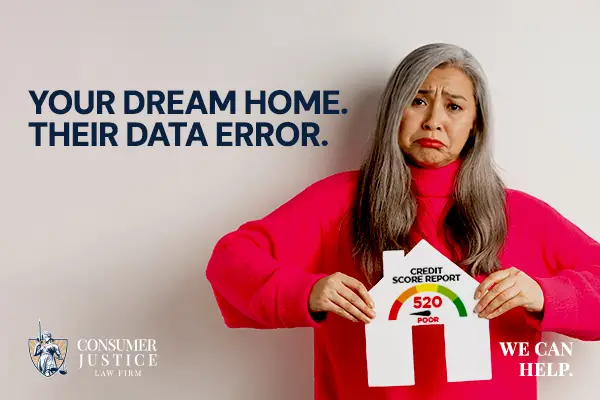 A woman is sad because credit report errors impacted her home purchase.