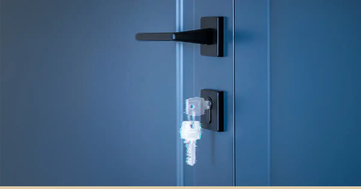 A key symbolizes being unfairly locked out by RealPage errors.
