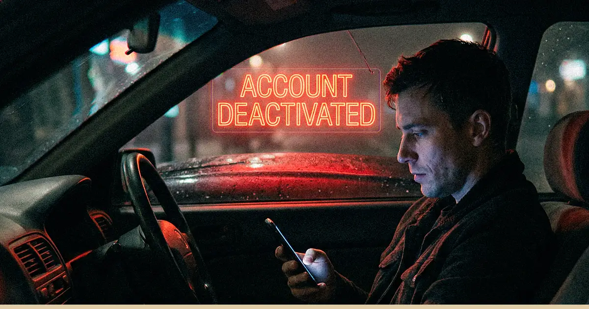 A rideshare driver is deactivated after SambaSafety report errors.