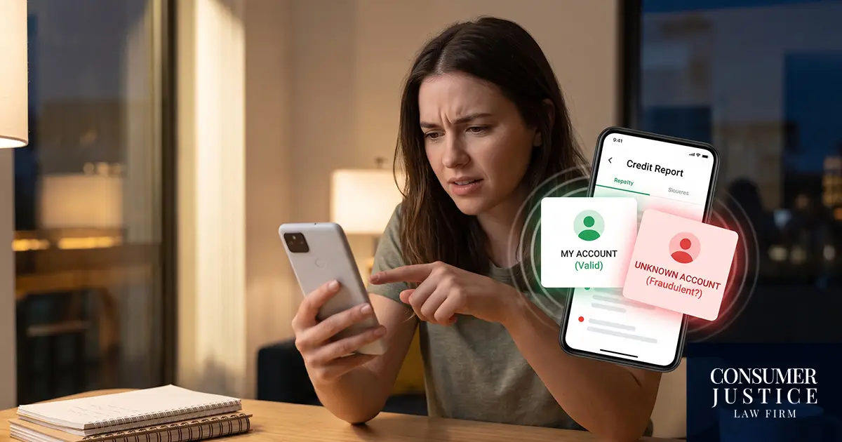 A woman finds someone else's account on her credit report.