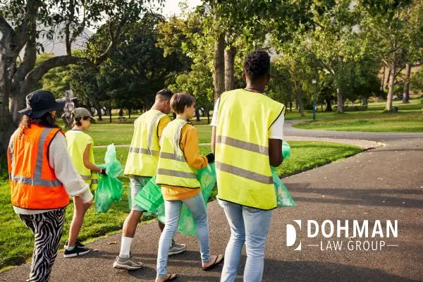 Teenagers doing community service