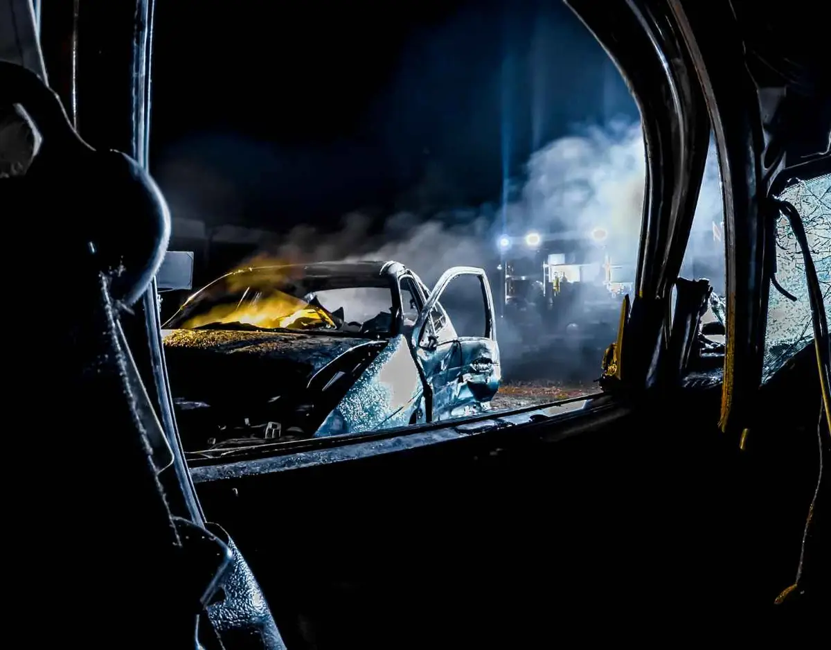 a car accident at night