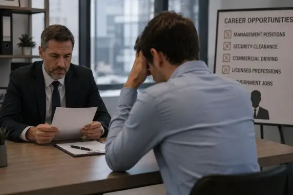 Job interview showing the impact of a DUI on career opportunities.