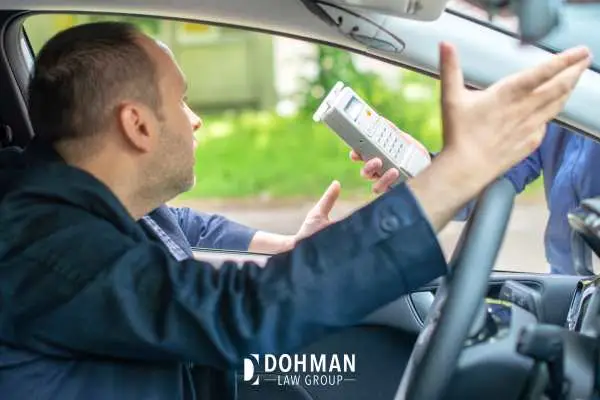 a man declining a breathalyzer test