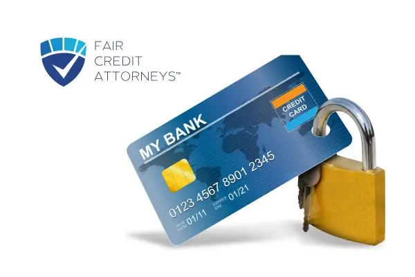 credit card with a lock going through it