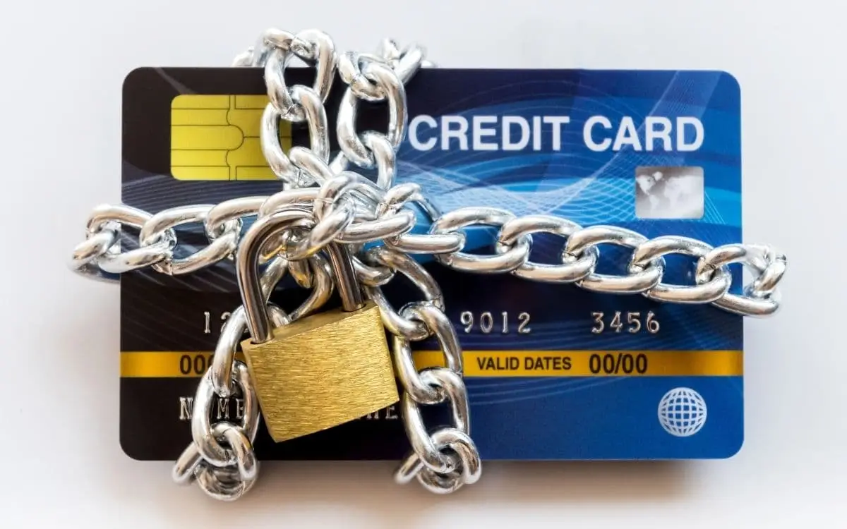credit cards with chains and a lock