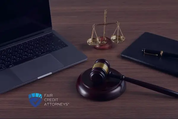 desk with a gavel, computer, scales, and pen