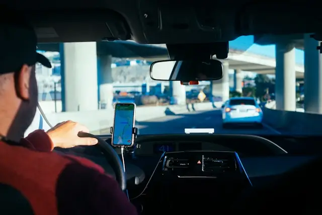 DoorDash driver driving on the highway
