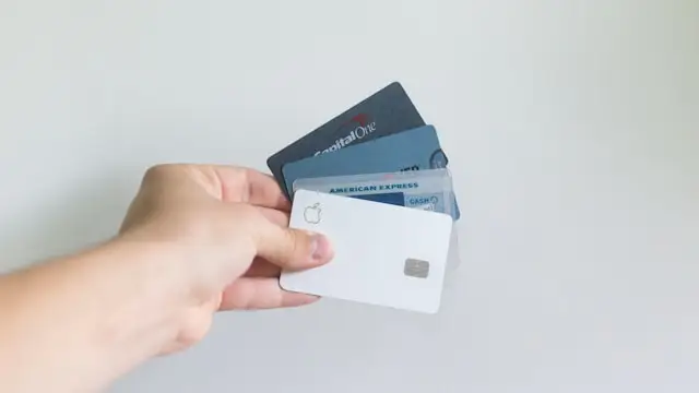 Hand holding 4 credit cards