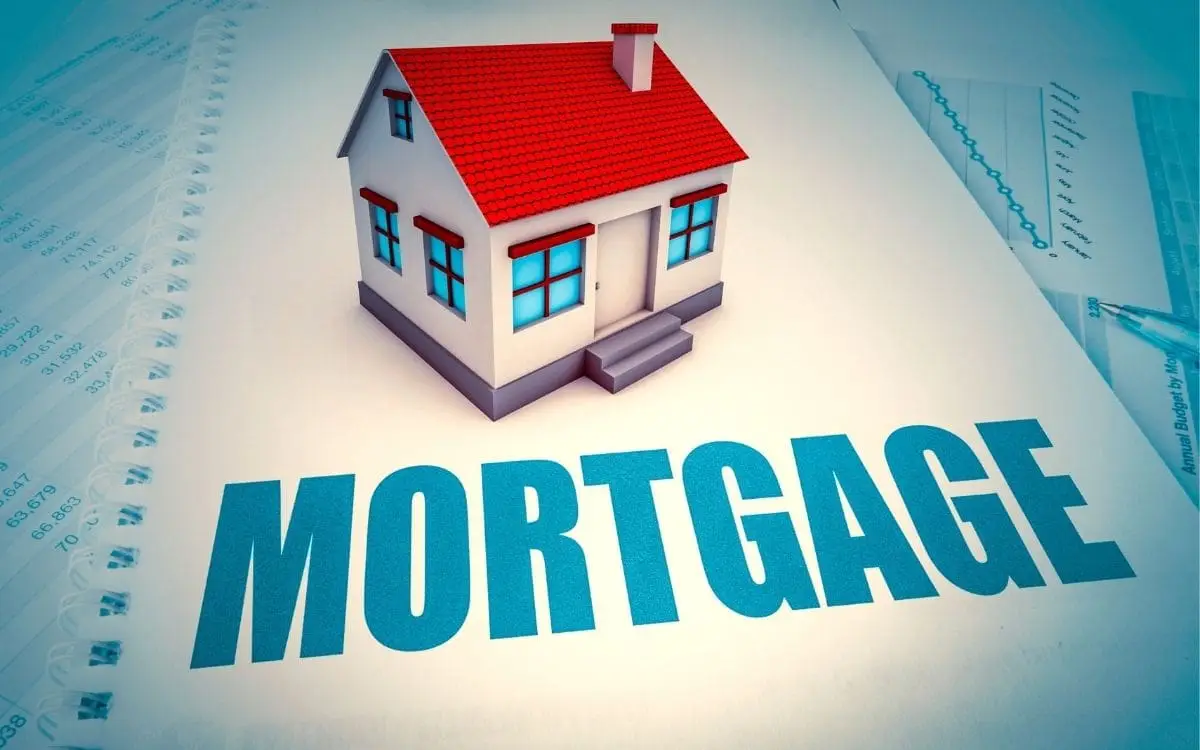 page with mortgage written in blue and house with red roof