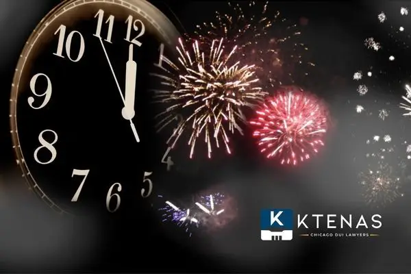 new year fireworks and a clock