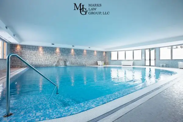 an indoor pool in a hotel