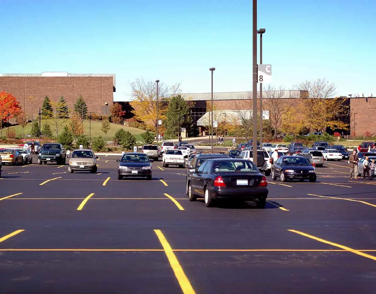 a photo of a mall parking lot
