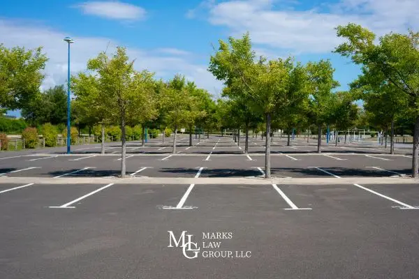 empty parking lot on clear sunny day