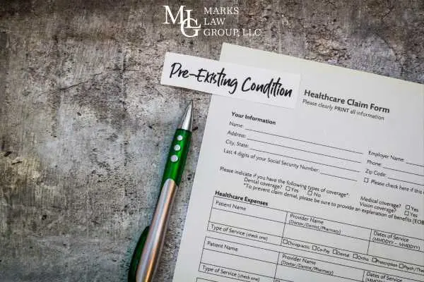 a medical history report section for a pre-existing condition
