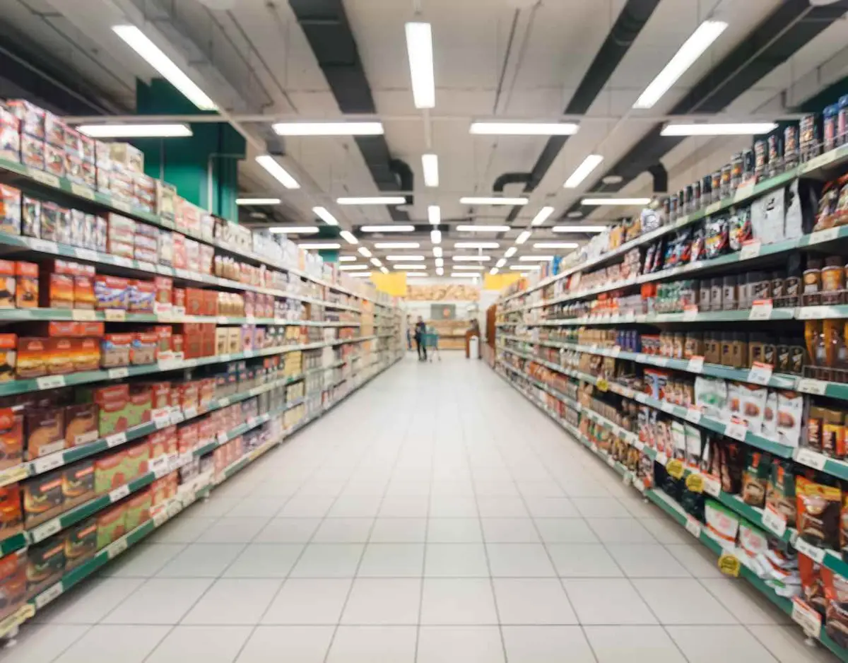 food aisles in a Walmart