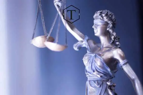 a model of the lady justice statue
