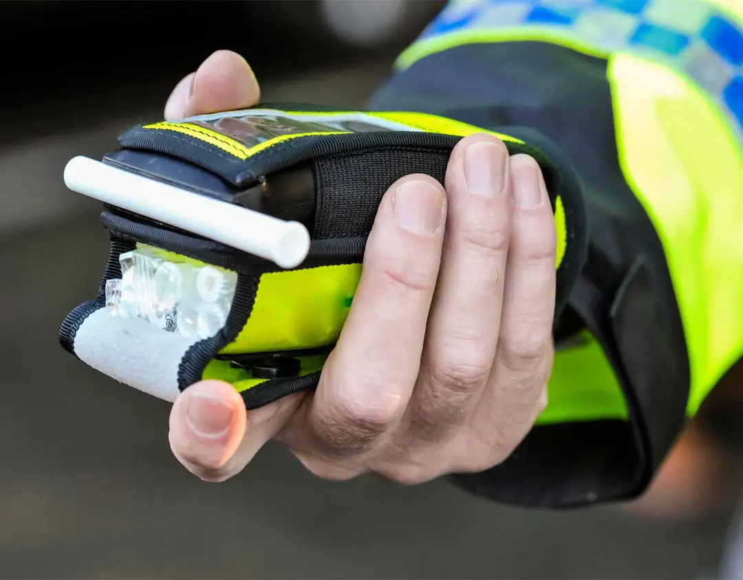A close-up of a breathalyzer machine for breath tests
