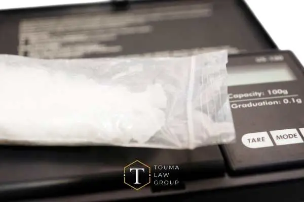 methamphetamine in a bag on a scale