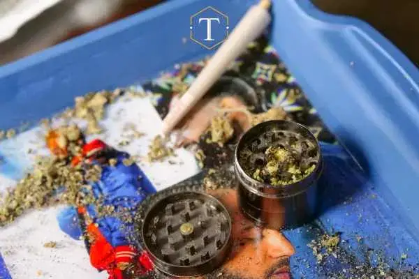 marijuana paraphernalia on a tray